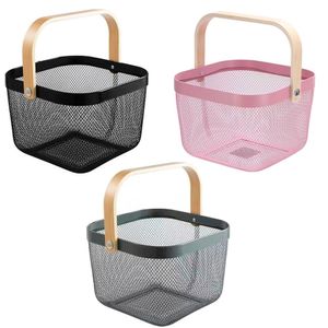 Kit 3 Cesto Organizador Metal Multiuso Fruteira Lavanderia Cor:preto - Rosa - Cinza