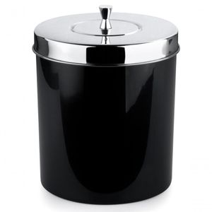 Lixeira 5 Litros Banheiro Cozinha Preto Tampa Aço Inox Forma