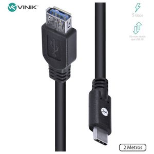 Cabo Usb Tipo C P-Extensor Usb A Fêmea V3.2 Gen1 5Gbps 2 Mts