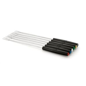 Kit 6 Garfos De Inox 23cm Para Fondue Cabo Preto Baquelite
