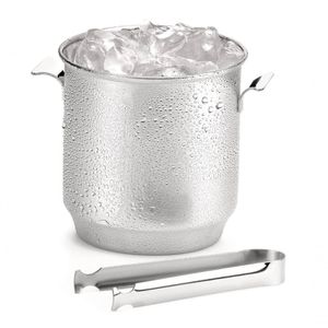 Balde De Gelo Inox 1,3 L Com Pinça Bar Drinks Bebidas Festa
