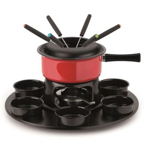 Aparelho De Fondue Lugano Carroussel 18 Peças Esmaltado 1,4 Litros Carne Queijo Chocolate Frutas
