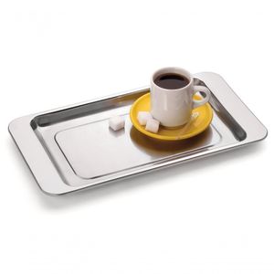 Bandeja Para Cafézinho Retangular Aço Inox 30x17 Cm Café Chá
