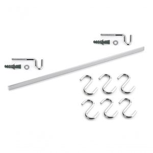 Barra De Parede Cozinha 6 Ganchos 40cm Com Kit Instalação