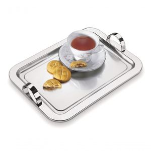 Bandeja Retangular Inox Com Alças 34x25 Café Chá Decorativa