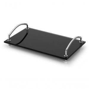 Bandeja Decorativa Organizadora Bancada Preta Vidro 25x15