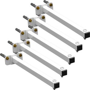 05 Suportes Refletor Base Reta Braço 70 Cm 5 Cjts - Branco