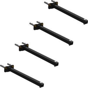 04 Suportes Refletor Base Reta Braço 100 Cm 4 Cjts - Preto