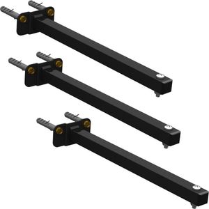 03 Suportes Refletor Base Reta Braço 100 Cm 3 Cjts - Preto