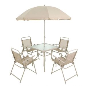 Conjunto Miami 4 Cadeiras + Mesa + Guarda-sol Bege Bel