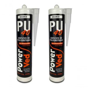 Adesivo Poliuretano Pu 40 Branco Vidro Metal Veda Rufo 350g 2 Unidades