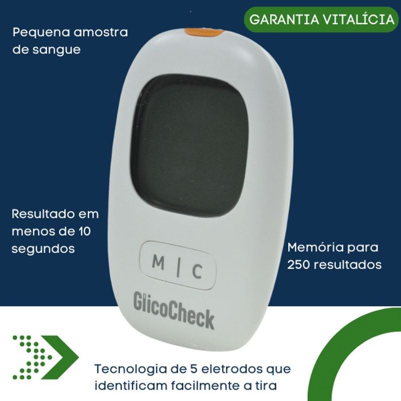 MEDIDOR DE GLICOSE - QTGLI200, Com design diferenciado e moderno, o MEDIDOR  DE GLICOSE QTGLI200 QUANTA é altamente portátil, oferece um amplo display  que facilita a leitura e o torna