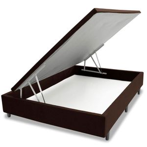Base Box Para Colchão De Casal Mga Lift Cotton Com Baú E Pistão à Gás - 39x138x188cm Marrom