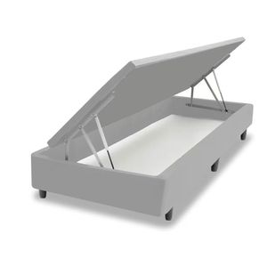 Base Box Para Colchão De Solteirão Mga Lift Cotton Com Baú E Pistão à Gás - 39x96x203cm Cinza