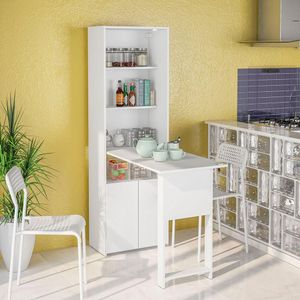Armário Multiuso Politorno Goiânia 2 Portas 3 Prateleiras E Mesa Retrátil Com Chave Branco