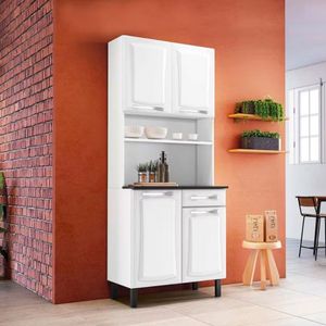 Cozinha Compacta Itatiaia Pratika 4 Portas 1 Gaveta E 5 Prateleiras 80cm Branco