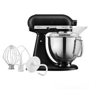 Batedeira Planetária Artisan Kitchenaid Stand Mixer Com 10 Velocidades E 03 Batedores Black Matte 110