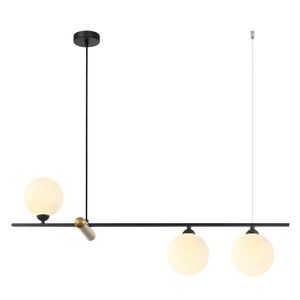 Pendente 80x19cmx29cm 3 Lâmpadas 75w Bambu Bella Iluminação Preto E Dourado