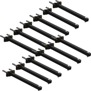12 Suportes Refletor Base Reta Braço 60 Cm 12 Cjts - Preto
