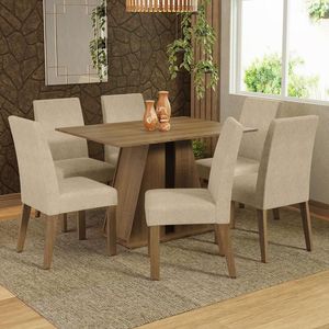 Conjunto Sala De Jantar Mesa Tampo De Madeira 6 Cadeiras Rustic/imperial Cheryl Madesa Rustic/imperial