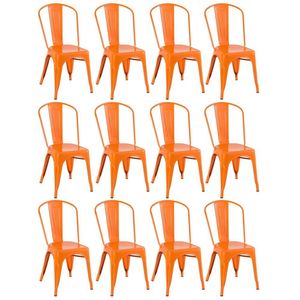 Kit 12 Cadeiras Iron Tolix Design Industrial Laranja