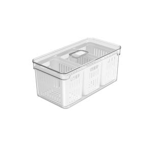 Organizador De Geladeira Com Cesto Triplo Clear Fresh Ou 5 Litros Cor:natural