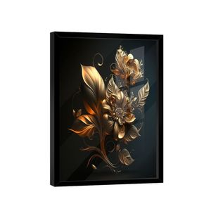 Quadro Flor Dourada 3d -- Br Artes