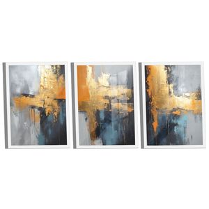 Conjunto De Quadros Trio Abstrato Mancha Dourada -- Br Artes