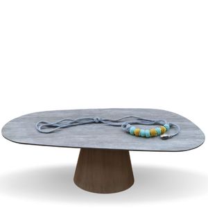 Mesa Cone Organica 120x80cm Cimento Queimado