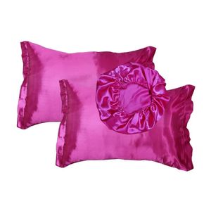 Kit Cetim Seda Luxo 2 Fronhas 1 Touca Antifrizz - Magic Enxovais Pink