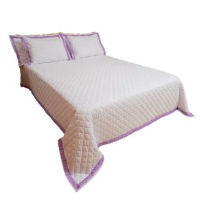 Kit Cobre Leito Matelado 5 Peças Queen Com Bordado Ingles - Magic Enxovais Branco