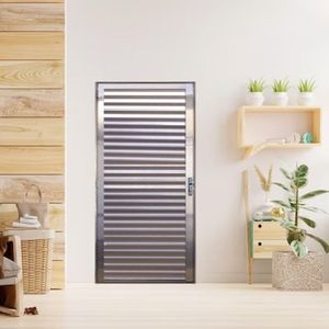 Porta Palheta De Alumínio 210 X 70cm Linha 25 Lado Esquerdo Esquadrias Bergamo Brilhante