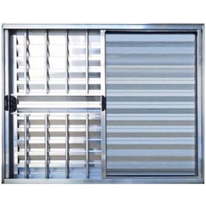 Janela Veneziana De Alumínio 3 Folhas 120 X 150cm Linha Modular Com Grade Esquadrias Bergamo