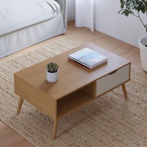 Mesa De Centro 1 Nicho 1 Gaveta M-106 Colibri Home Freijo Off White