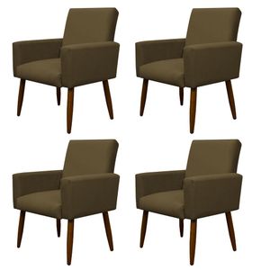 Kit 4 Poltronas Decorativa Sala E Quarto Nina Suede Herrero Cor:marrom Claro