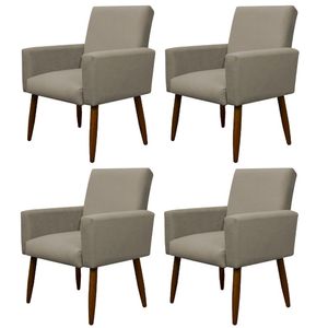 Kit 4 Poltronas Decorativa Sala E Quarto Nina Suede Herrero Cor:cappuccino