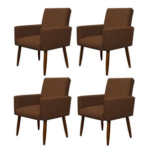 Kit 4 Poltronas Decorativa Sala E Quarto Nina Suede Herrero Cor:cobre