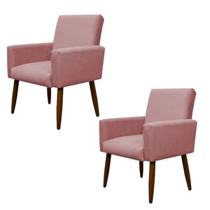 Kit 2 Poltronas Decorativa Sala E Quarto Nina Suede Herrero Cor:rosa