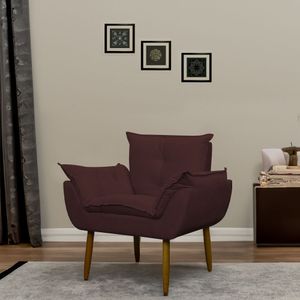 Poltrona Decorativa Para Sala E Quarto Opala Suede Herrero Cor:marsala