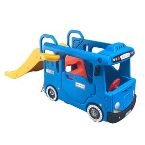 Carrinho Playground De ônibus 3 Em 1 Com Escorregador E Kit De Golf Azul-amarelo G31 - Gran Belo