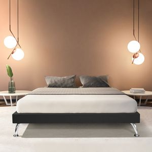 Base Cama Box Casal Japonesa 140cm Em Veludo Preto - Cor: Preto