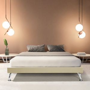 Estrutura Para Cama Base Japonesa 140cm Em Veludo Bege - Cor: Bege