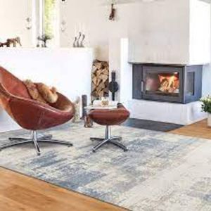 Tapete Turco Estonado Antilhas 200x250cm Des.9345 - Azul/bege
