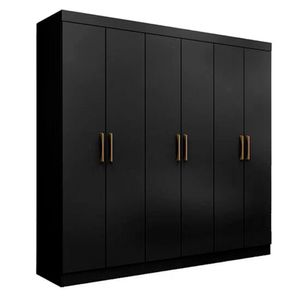 Guarda Roupa Maxel Casal Paris 6 Portas 2 Gavetas Mdf Disa Móveis Preto