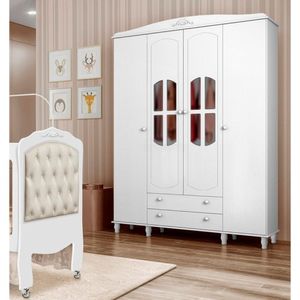 Guarda Roupa Infantil Encanto 4 Portas Branco