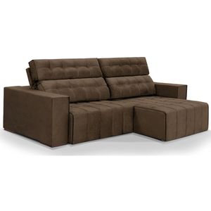 Sofá Kadman Retratil E Reclinavel Com 2 Modulos De 1,00 Com Braços De 0,25 Total 2,50 Veludo Marrom Pier