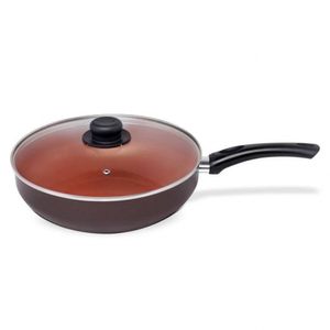 Frigideira Wok Multiflon Terracota Com Revestimento Ultra 7 Marrom Com Tampa 28 Cm Marrom