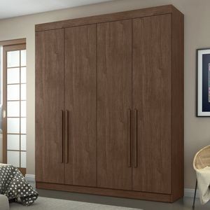Guarda Roupa Casal 4 Portas 3 Gavetas Roma Cacau