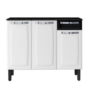Balcão Itatiaia Rose Com 3 Portas E 1 Gaveta Branco Com Preto