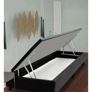 Base Box Para Colchão De Solteirão Mga Lift Cotton Com Baú E Pistão à Gás - 39x96x203cm Preto